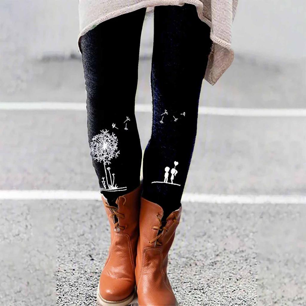 Женские эластичные универсальные тонкие повседневные брюки с длинными ботинками и принтом, леггинсы