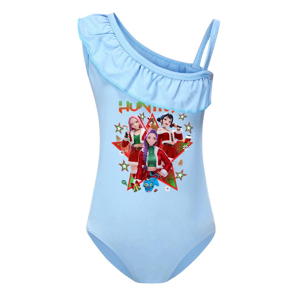 5182 Детский Купальник для девочек Рождество Новый год Руми Мира Зои Принт Купальный слитный купальник