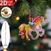 Running Horse Acrylic Decorative Pendant Holiday Christmas Tree 2026 New Year 2D Flat Xmas Pendant Ornament Party Supplies