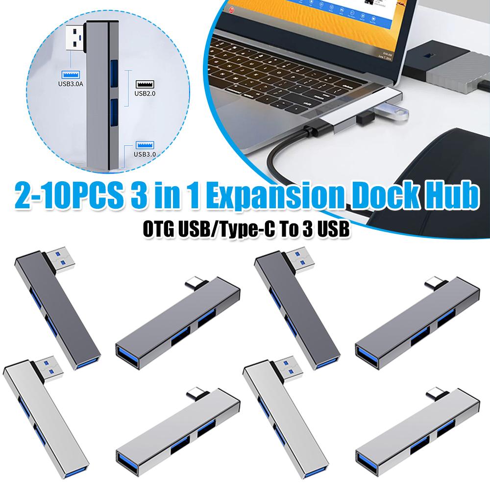 3 в 1 USB-разветвитель-концентратор, скорость 5,0 Гбит/с, 3 порта USB, док-станция OTG USB 3.0/Type-C 3.0 на 3 USB для ПК, ноутбука, ноутбука