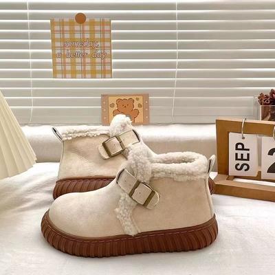 Детские зимние дутики с утолщенным мехом, нескользящие, теплые, из цельной шерсти и хлопка, женская обувь