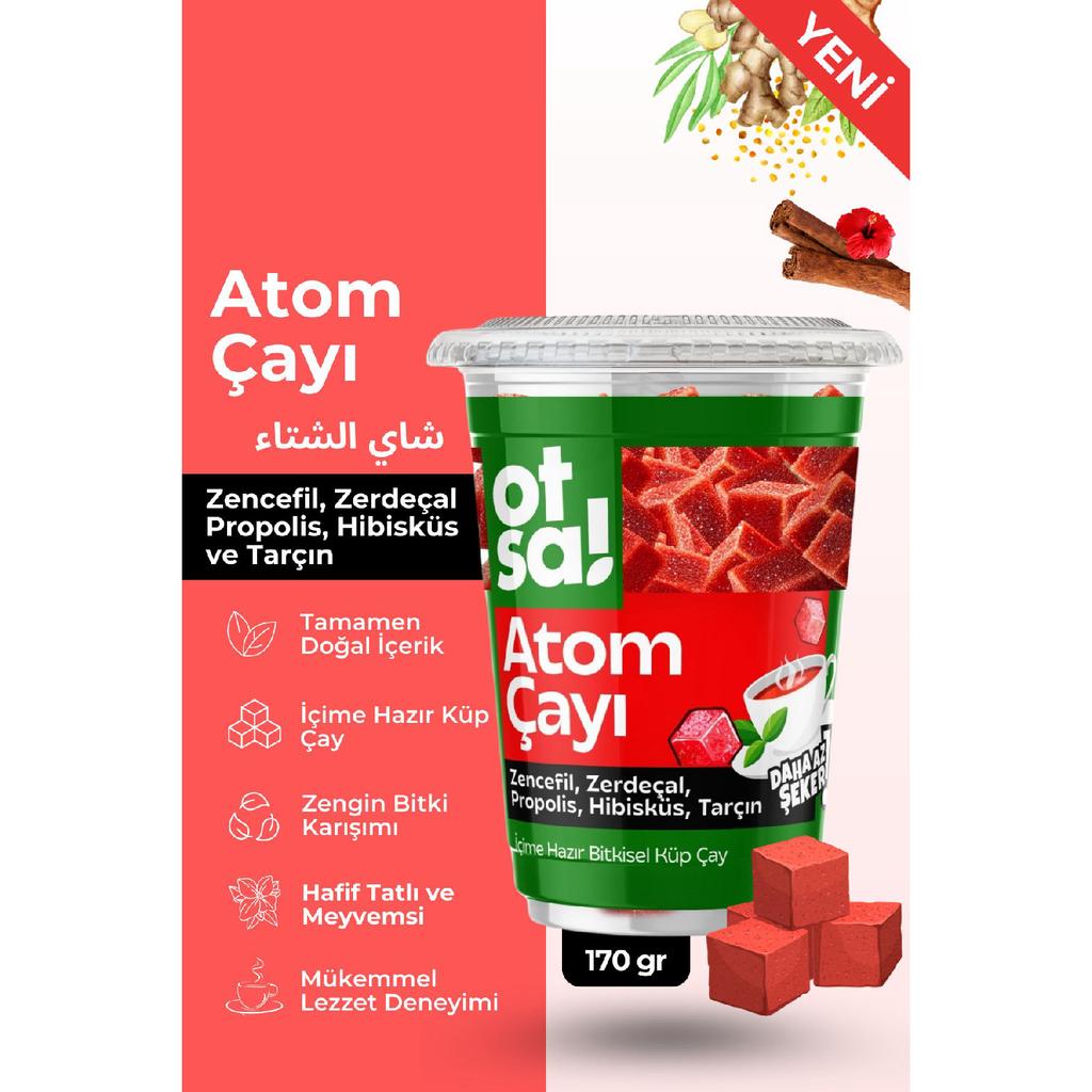 Натуральный бодрящий атомный чай с экстрактом имбиря, смесью гибискуса, корицы и куркумы 170 г