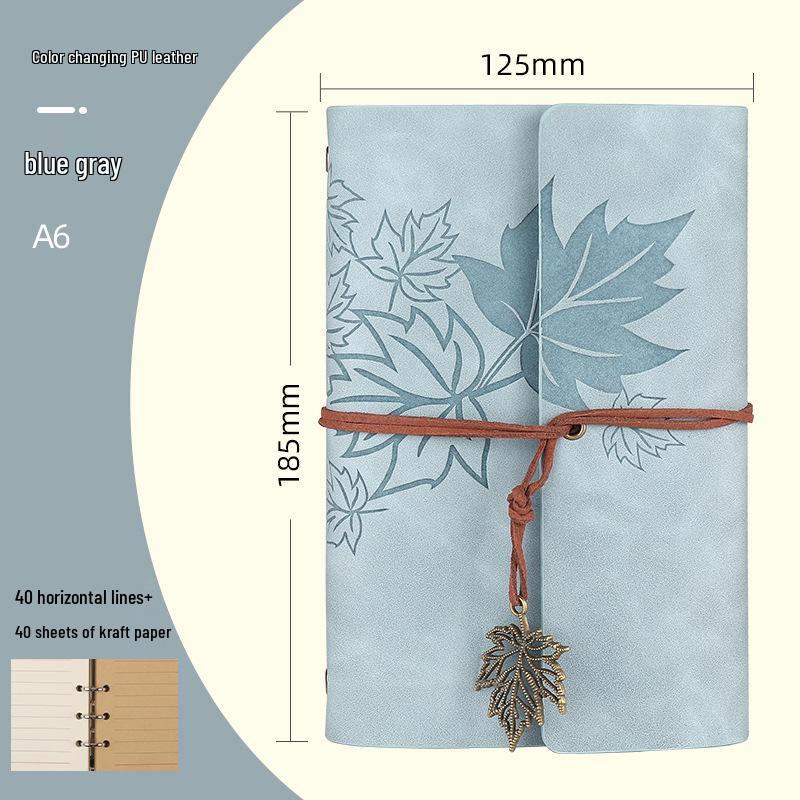 Ретро блокнот на кольцах «Кленовый лист» с настраиваемым логотипом и обложкой с эффектом «кожи»