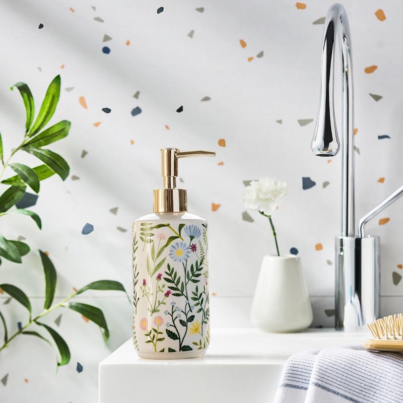 1 шт. Многоразовый контейнер для жидкости Домашний влаго- и пятностойкий Декор для ванной комнаты Керамический Элегантный Вместимость 430 мл