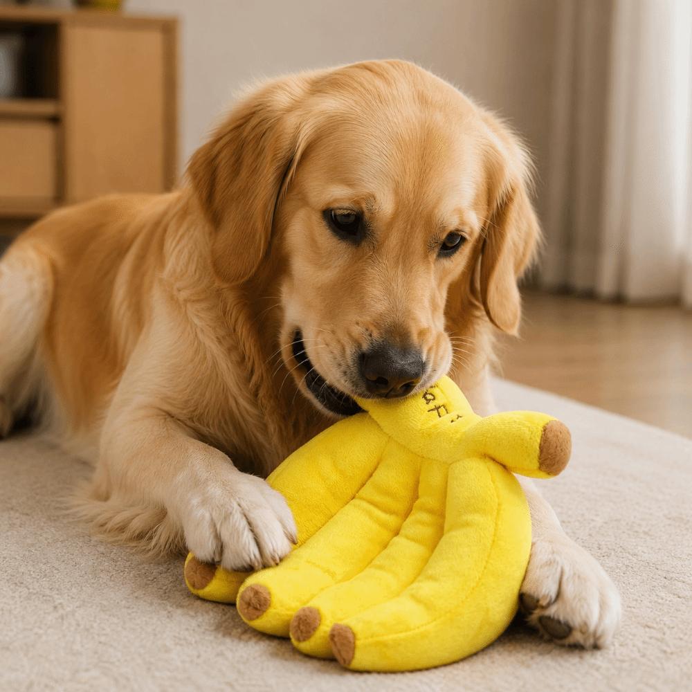 Yellow Squeaky Dog Toy Plush Banana Pet Interactive Toys Funny Pet Chew Plush Toy Gift