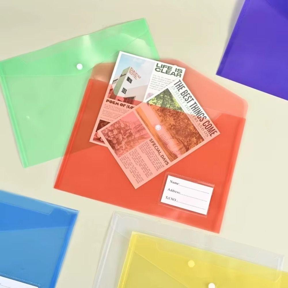 1Pcs with Label Pocket A4 Binder Pocket Clear Envelope Popper Wallets for School Office Home