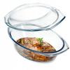 Жаропрочная посуда с крышкой для запекания овальная стеклянная
