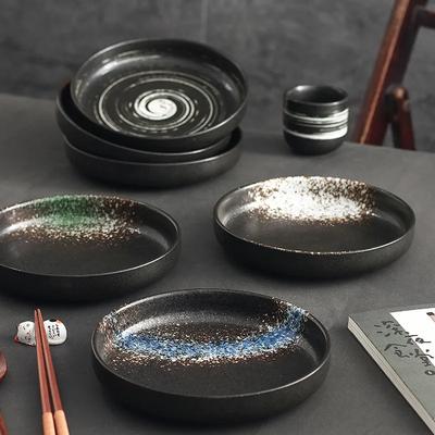 Японская керамическая круглая тарелка для западной еды, домашняя глубокая тарелка для салата, тарелка для суповых овощей, 8 дюймов