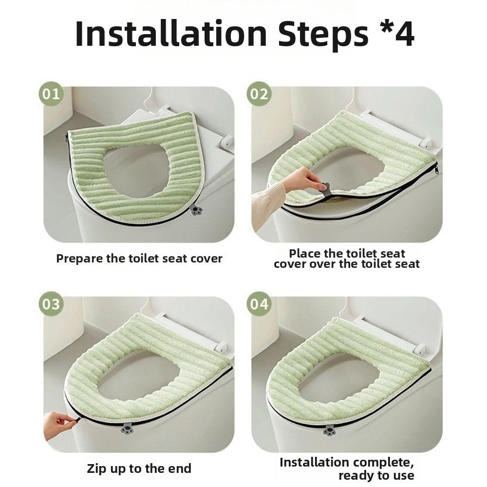 Double-sided Toilet Seat Cushion Stripe Plush Toilet Seat Pad Household Four Seasons