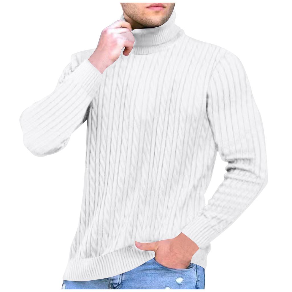 Мужской однотонный свитер с высоким воротником, мужской повседневный модный текстурированный пуловер, свитер для ношения под низ