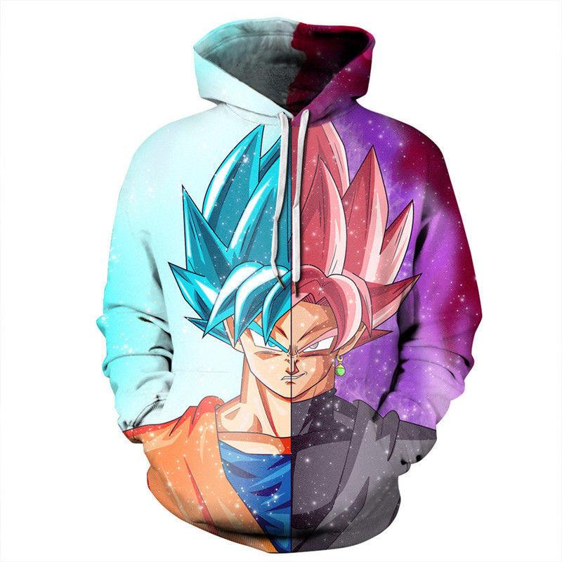 Полиэстер Dragon Ball Z Супер Сайян Гоку Мужская Женская Аниме Толстовка с Капюшоном**