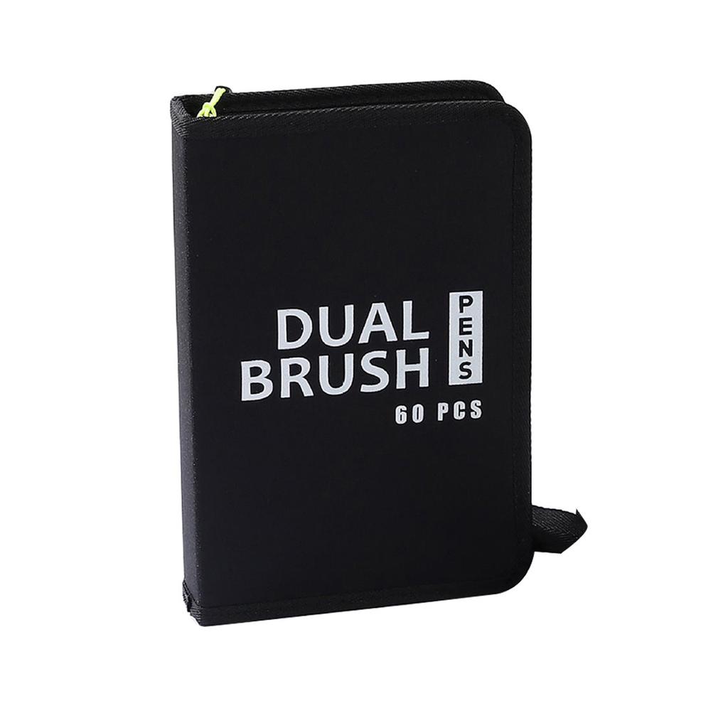 60/72 цветная двухконечная ручка-маркер с кисточкой и тонким наконечником для акриловой краски с футляром на молнии для художественного рисования и скрапбукинга
