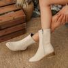 New Pointed Martin Boots Fashion Mid Tube Side Zipper Suede Large Size Thick Heel Fashion Boots