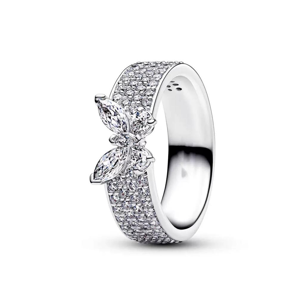 Butterfly Bow Ring Heart Shaped Rose Zircon Ring S925 Silver For Women's Ring Wedding Jewelry Gifts
