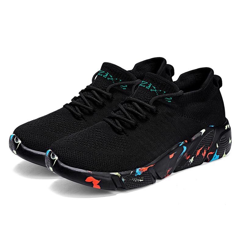 Mens Breathable Running Sneakers Ultralight High Elastic Socks Shoes Tennis Sports Black Shoes for Men and Women