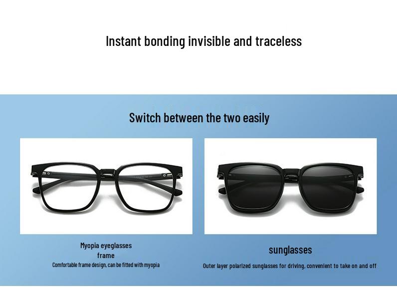 Оправы для очков от близорукости TR90 с магнитными клипсами-поляризованными солнцезащитными очками для мужчин и женщин