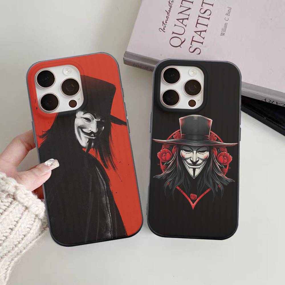 Horror Movie V For V-vendettaS Phone Case For IPhone 17 16 15 14 13 12 11 Corrugated Frosted Soft Cover Anti-Slip