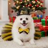 3 Pcs New Year Dog Costume Set Including New Year Dog Hat Tutu Dress Cute Pet Bowtie for Medium Dog Holiday Outfit Accessories