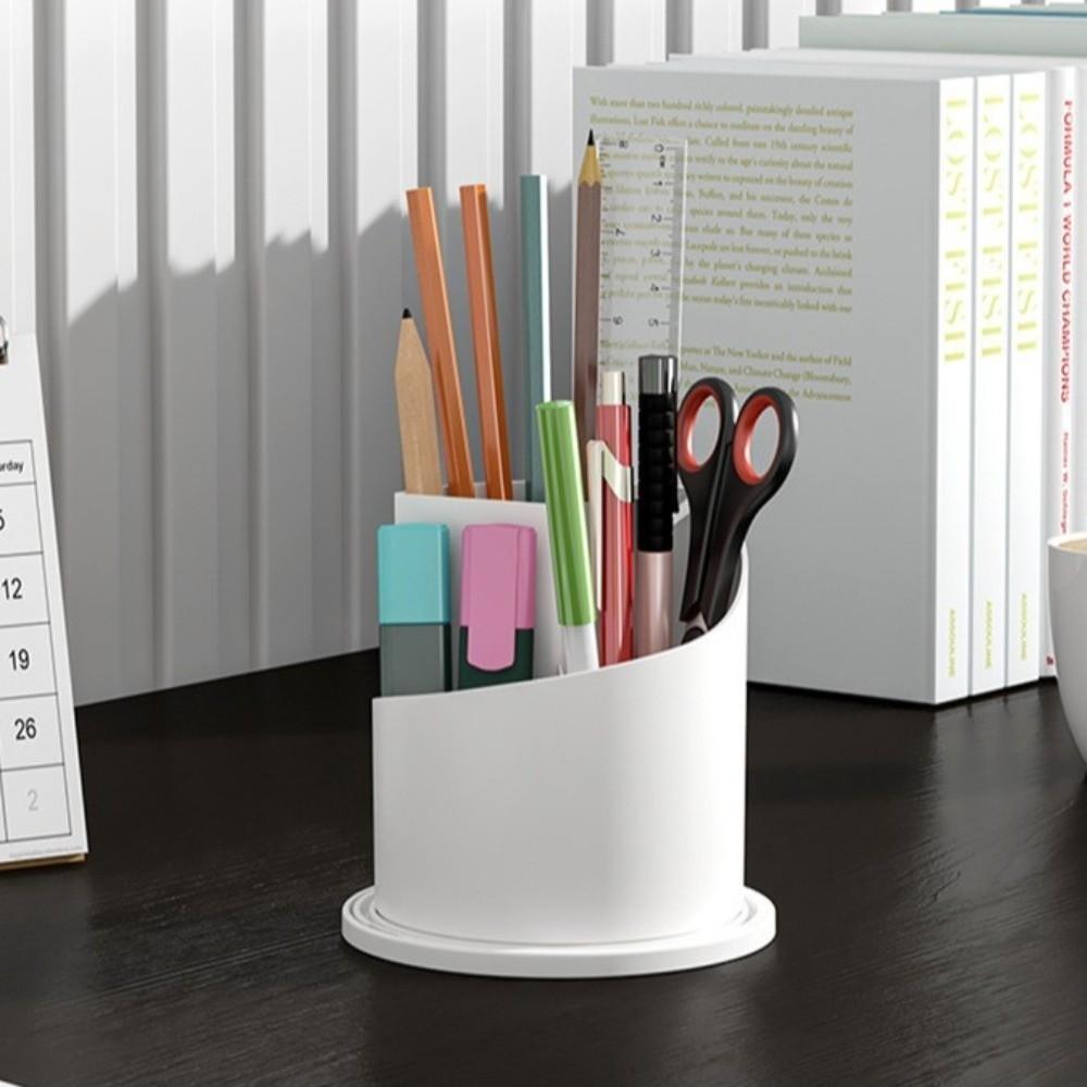 Dustproof Makeup Brush Holder With Lid 360° Rotating Eyebrow Pencil Storage Box Office