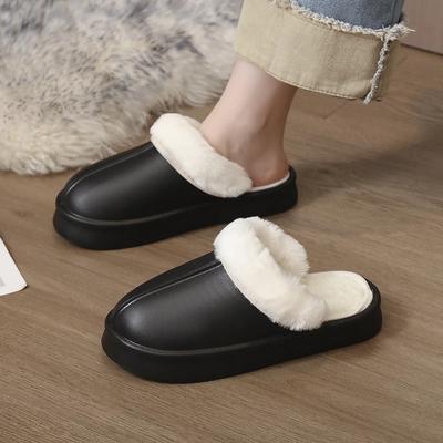 Модные Зимние Новые Женские Хлопковые Тапочки Съемные Повседневные Домашние Тапочки Плоская Подошва Удобные Нескользящие Плюшевые Теплые Хлопковые Туфли 2024