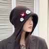 Japanese Autumn and Winter Ear Protection Hat for Women Windproof and Warmth Pile Hat Personalized Flower Head Hat Showing Face Small Cold Hat
