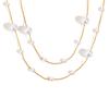 Women's Heart Zirconia Long Chain Necklace, Lariat Gold Plated Necklace, Stack Drop Trendy Stainless Steel Jewelry
