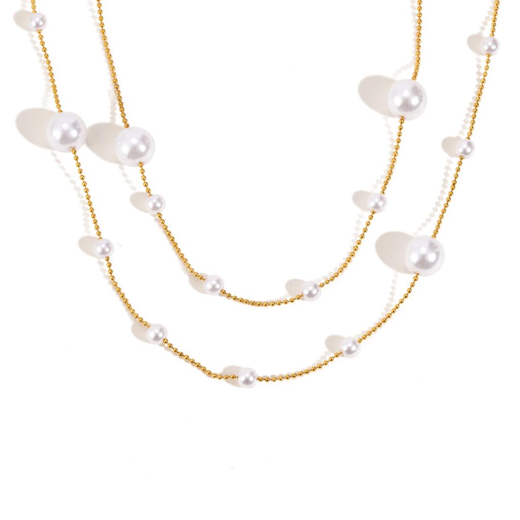 Women's Heart Zirconia Long Chain Necklace, Lariat Gold Plated Necklace, Stack Drop Trendy Stainless Steel Jewelry