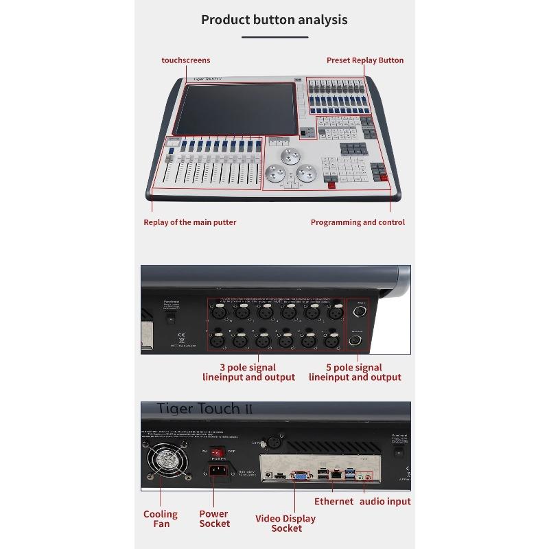 Tiger Touch 2 DMX Stage Light DJ Equipment System11.1/16 Intel I7cpu Tiger Touch Ll Console For Disco Party Moving Head Light Pa