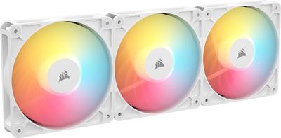 CORSAIR RS120-R ARGB 120 мм PWM с обратной проводкой Комплект для запуска вентиляторов | Белый | Лопасти вентилятора с обратным вращением | 8 ярких RGB-светодиодов | Магнитный купольный подшипник | Компа