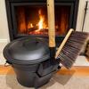 Ash Bucket Can with Lid for Fireplace Black Efficient Heat Resistant Metal