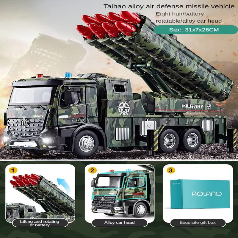 Крупногабаритная игрушечная зенитная ракета из сплава, может запускать безопасный материал, детская ракетная установка, модель танка для 3-летнего мальчика, классный подарок