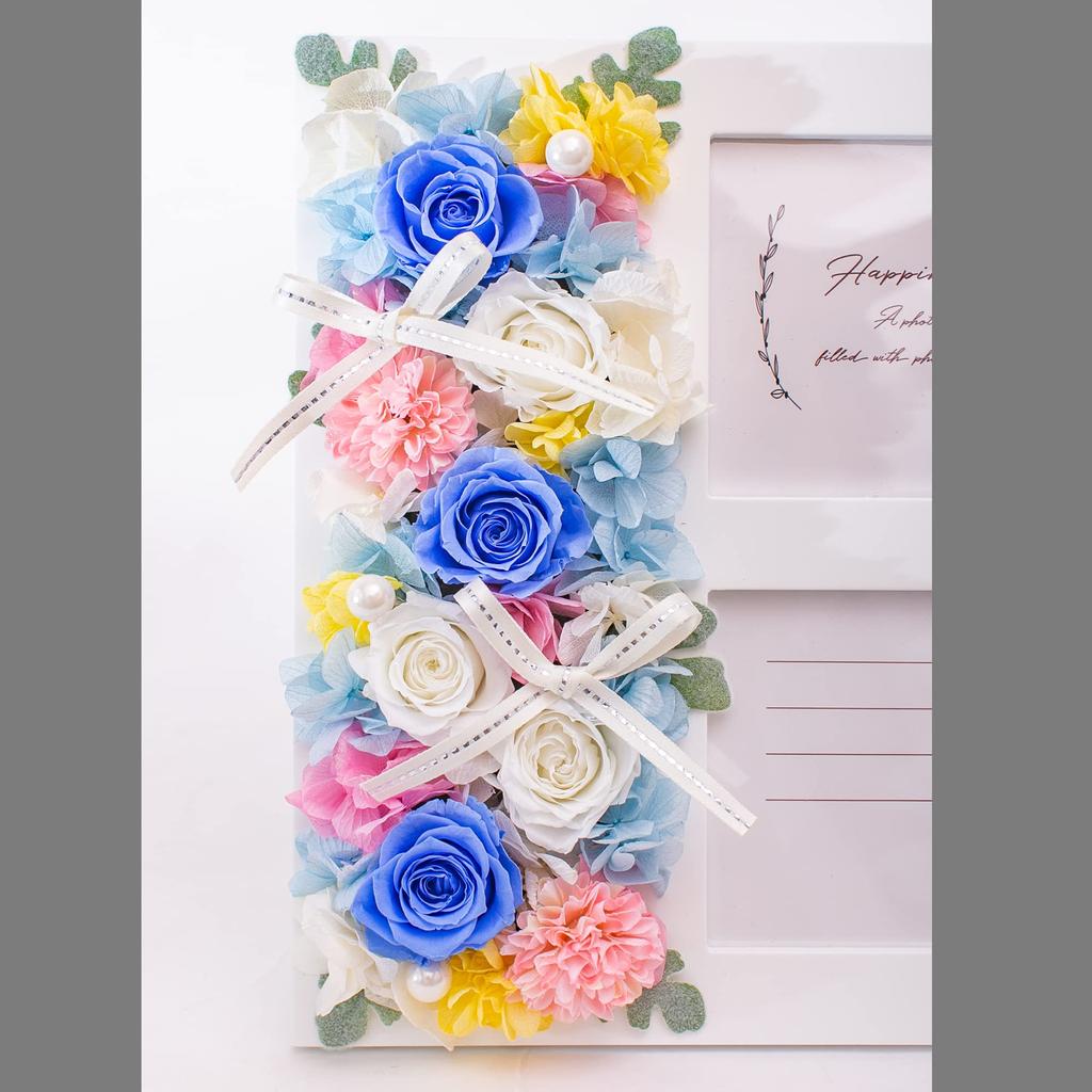 Сохраненный цветок Фото Свадьба Никогда Синий Свадебный Сохраненный Синий L Несколько частей Рамка, Подарок, Настоящее, Стильный, Популярный, Увядает, Роза, Роза,