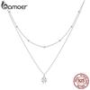 BAMOER стерлингового серебра 925 пробы ожерелье с подвеской в ​​виде клевера для женщин модное двухслойное ожерелье ювелирные изделия подарок дружбы