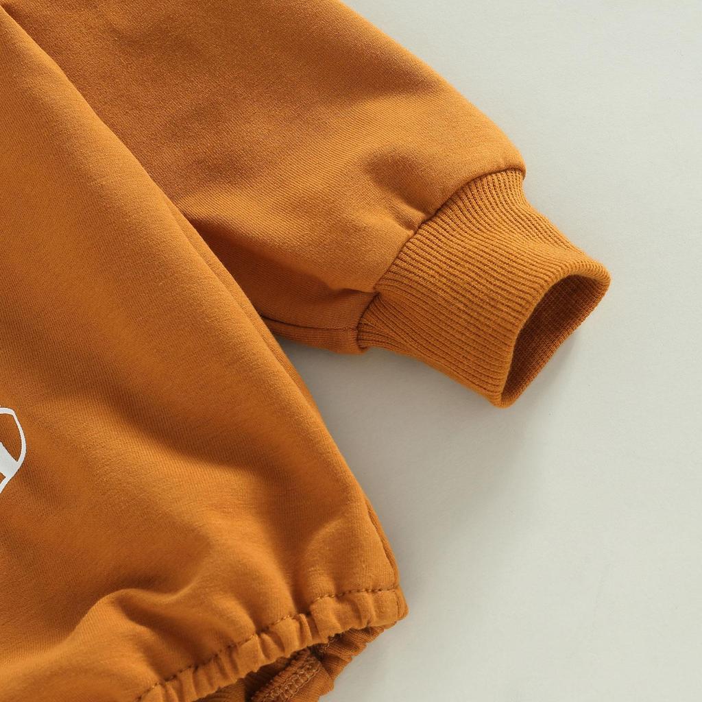 Комбинезон для маленьких мальчиков и девочек, боди с круглым вырезом и длинными рукавами с буквенным принтом для повседневного повседневного использования