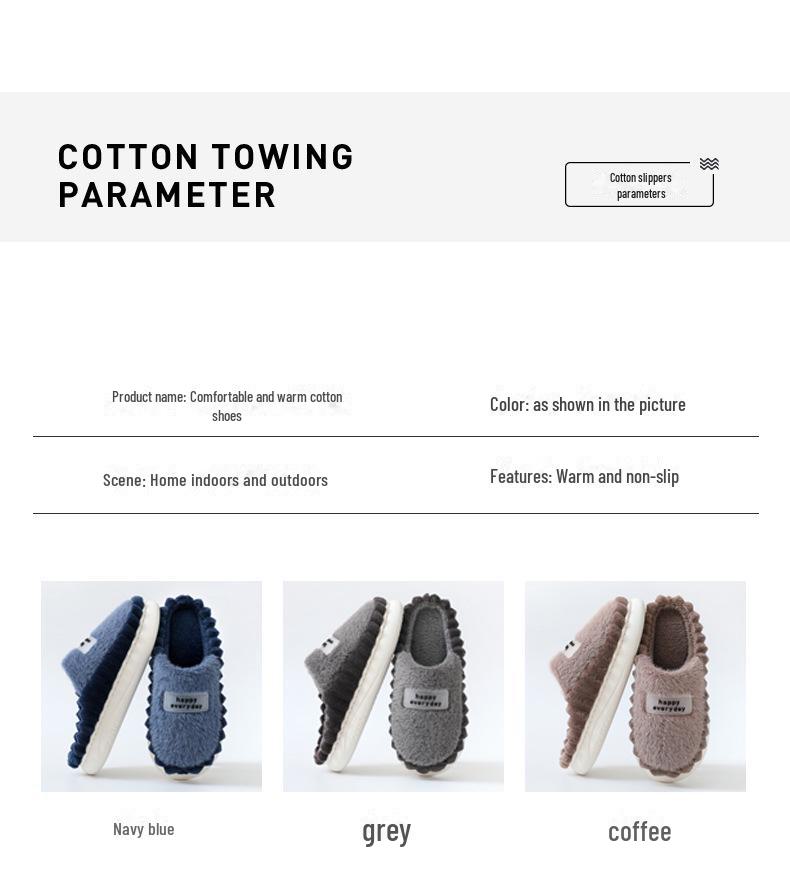 Зимние мужские тапочки из хлопка на толстой подошве 2023 г.: Теплый, прочный, нескользящий плюшевый мех, большой размер для студенческих общежитий