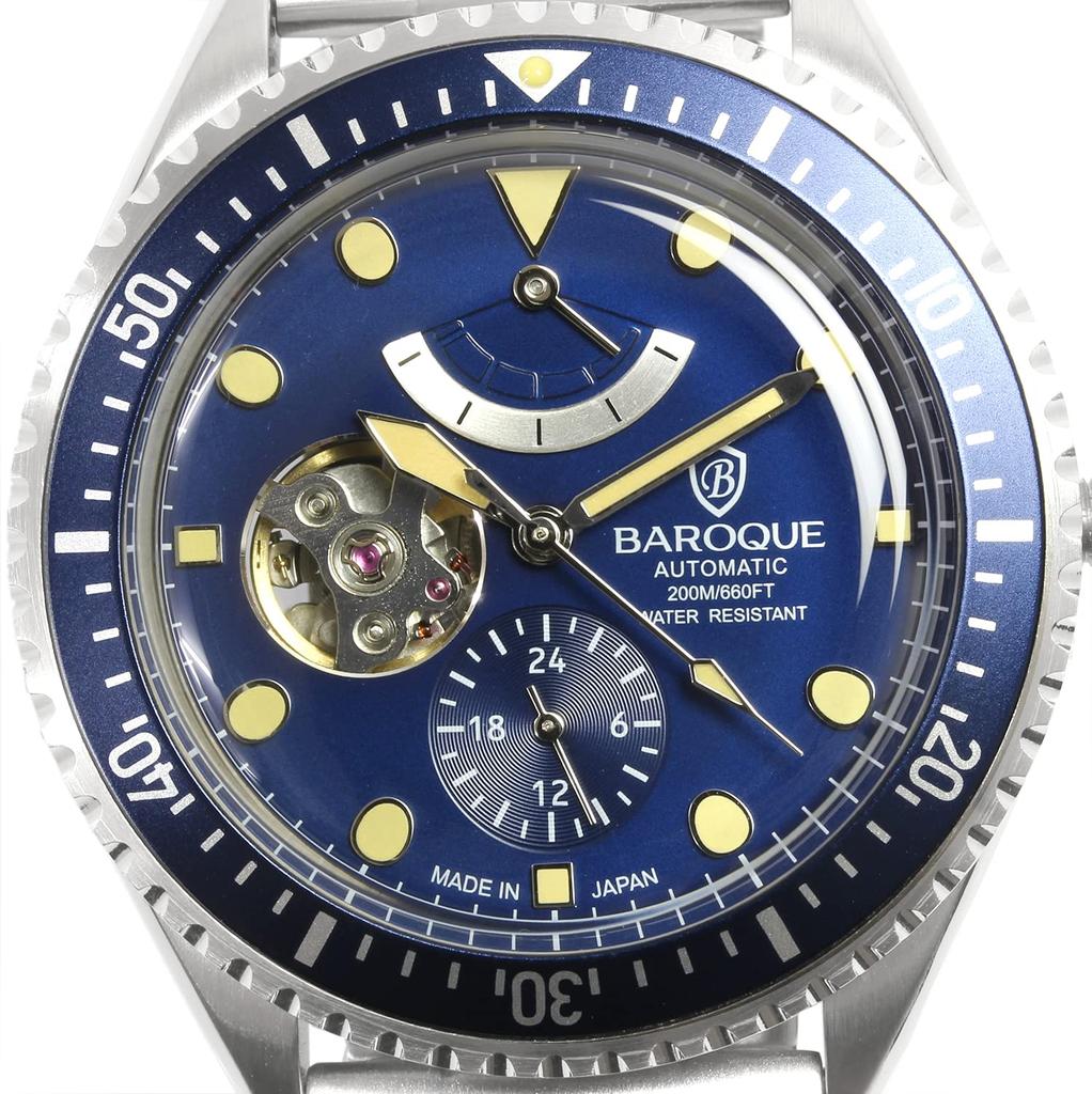 BAROQUE Часы Часы Автоподзавод Сделано в Японии Скелетон Ремешок из нержавеющей стали Запас хода Зеленый [BAROQUE] Мужские Дайверские BA3006S-19M