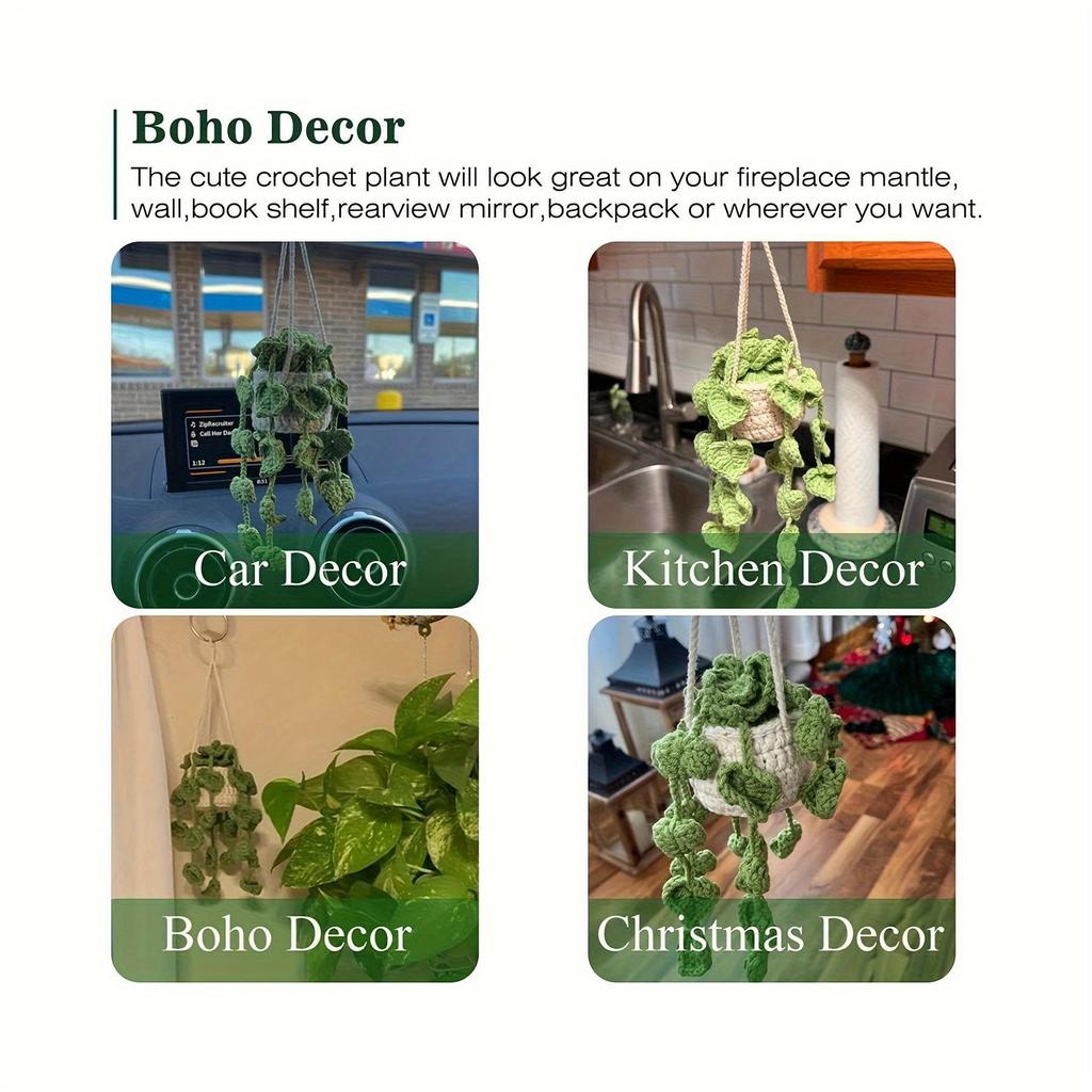 Подвесная корзина для растений в машину, Подвесное растение для декора автомобиля, Автоаксессуары, Украшение для автомобиля, Аксессуары для зеркала заднего вида
