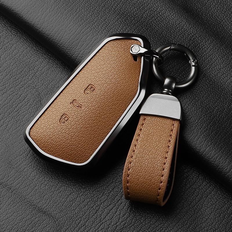 AAABP1 Goatskin Car Key Case Cover For Volkswagen Golf 8 MK8 ID.3 ID.4 Cupra Skoda Octavia A8 SEAT Leon MK4 2020 2021 Formentor Tarraco