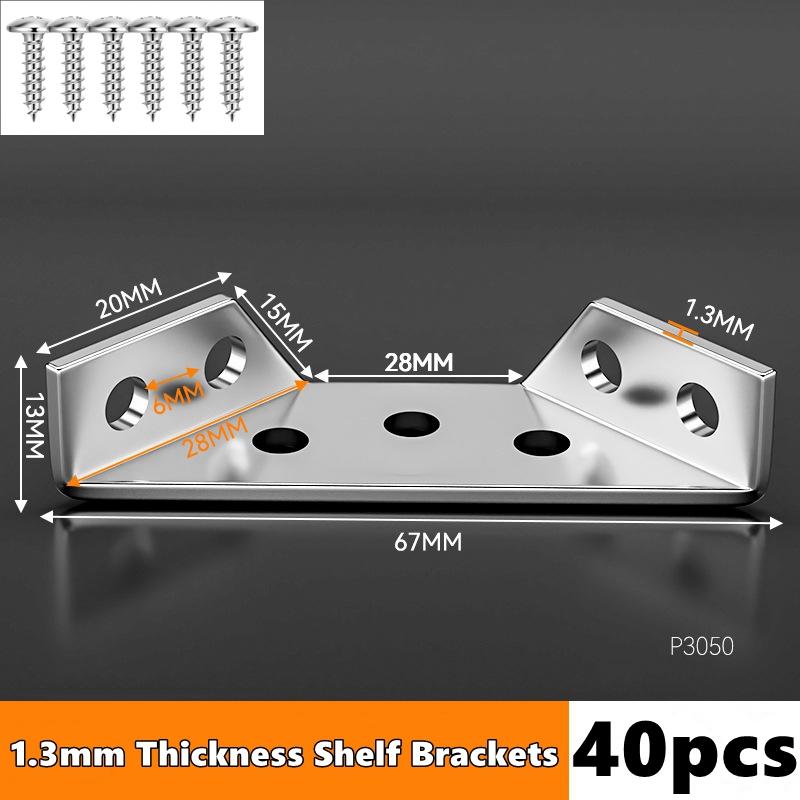 Stainless Steel Corner Braces, Furniture Corner Connectors with Screws,Triangle Shelf Support Brackets for Wood Cabinet Desk Bed