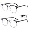 2Pcs Fashion Unisex Square Plain Glasses For Men Women Frame Glasses Polygon Eyeglasses Gentle Black Anti Blue Light Glasses