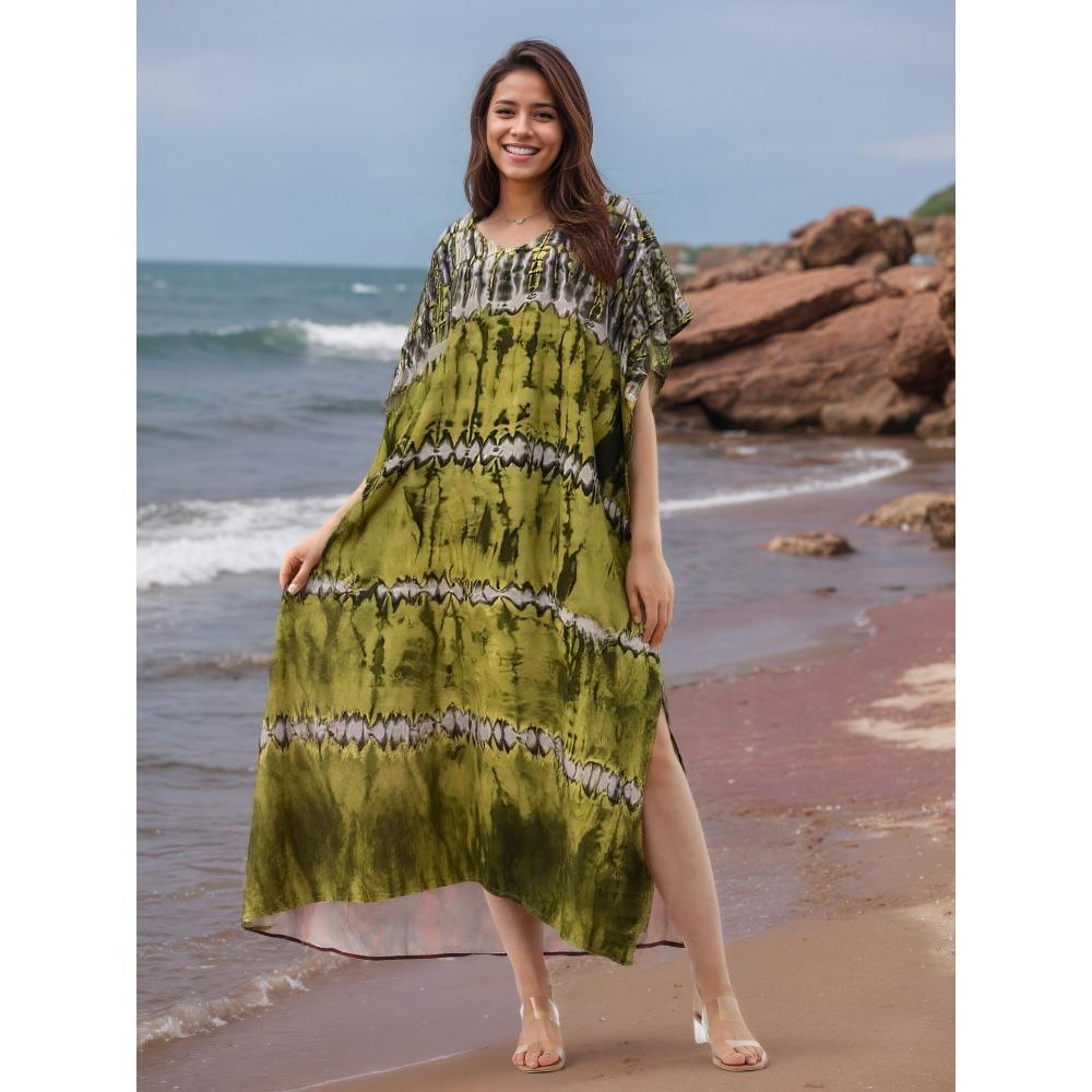 Бохо Кафтан Платье Большого Размера, Женское Пляжное Платье Макси Большого Размера