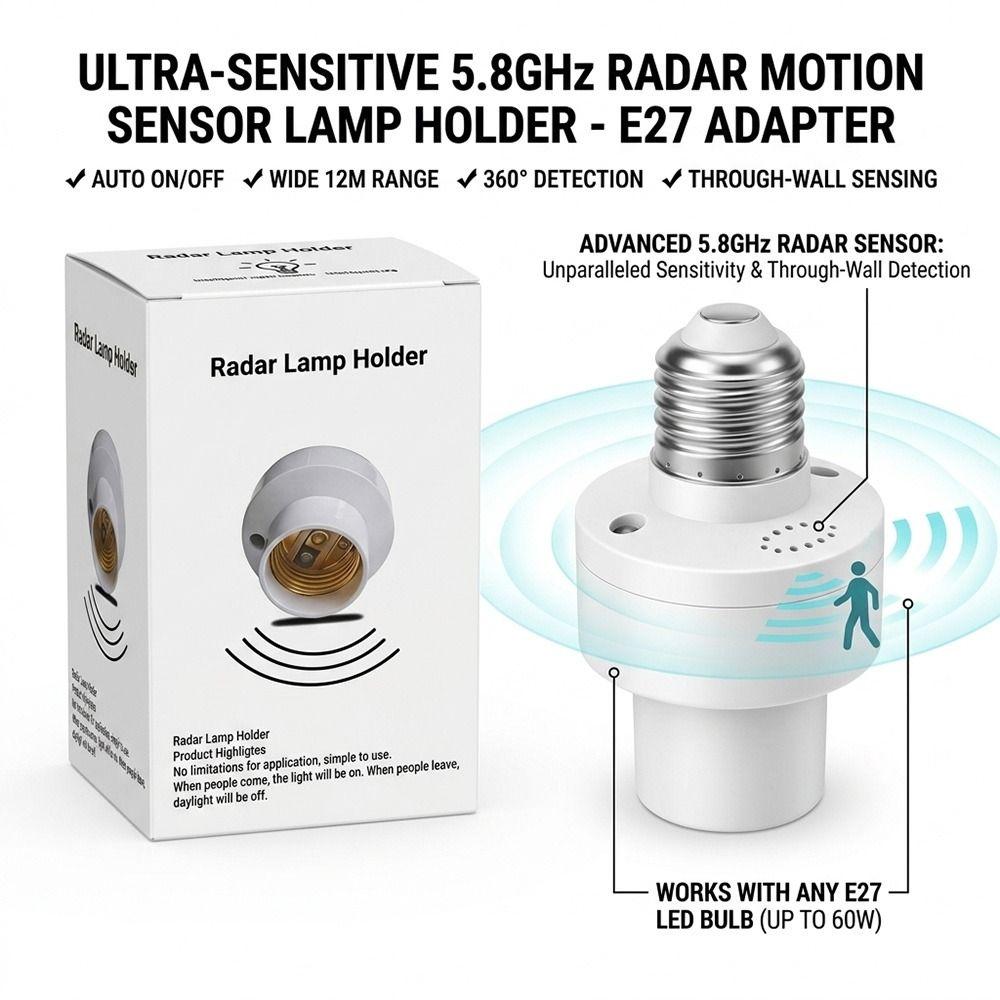 Automatic On Off Sensor Lamp Holder Screw in Lamp Socket Adapter Lighting Accessories