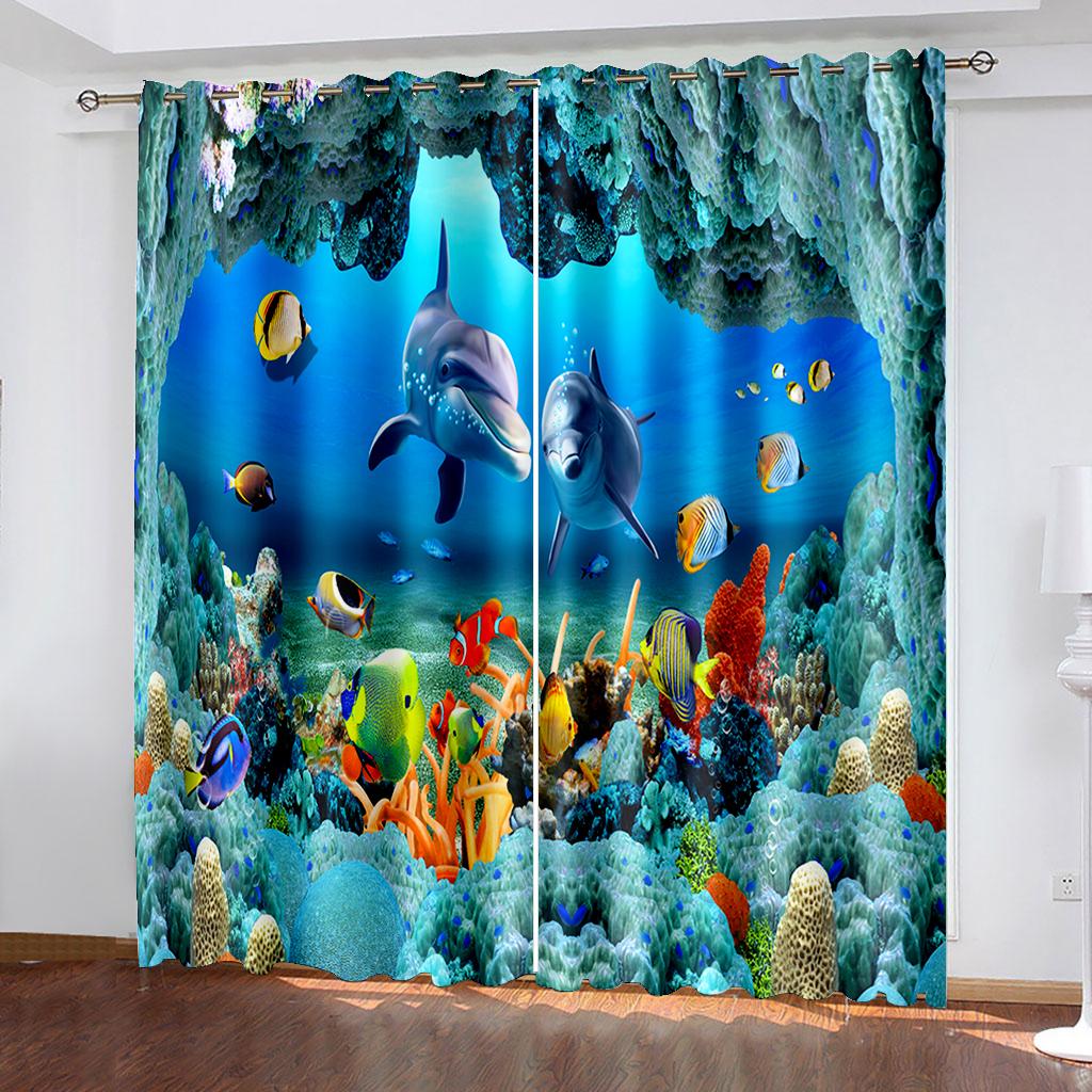 3D цифровая печать детская комната подводный мир Дельфин солнцезащитные шторы для гостиной спальни домашний декор кухонные шторы