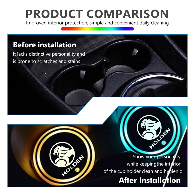 Car Water Cup Drinks Holder Coaster Luminous Mat Accessories For Holden Colorado Captiva Commodor VY VZ HSV Astra VT VX VU