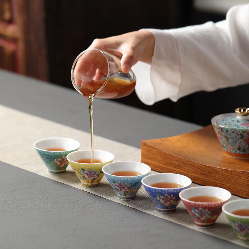 Эмалированная керамическая чайная чашка с пионами Chaxun, подарочный набор