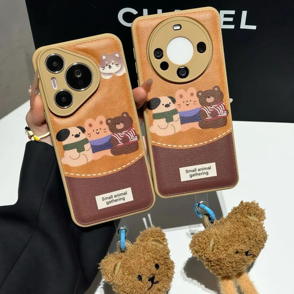 Милые три животных для чехла мобильного телефона Apple iPhone17Promax 16 конфетная воздушная подушка 15 женский 14 все включено