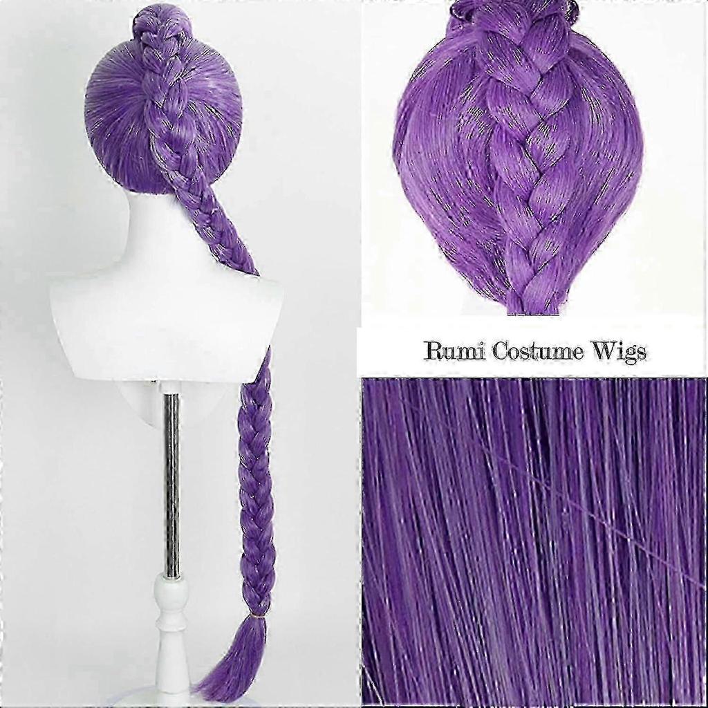 Demon Hunters Costume Wigs Cosplay for Kids, Rumi Costume Wigs Purple Braids Wig Halloween Cosplay Props, Anime Cosplay Wig