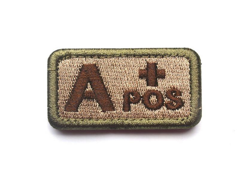 Embroidered Tactical Blood Type Velcro Badges: A, B, AB, O, +POS, -NEG - Military and Outdoor Identification.