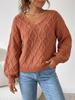 New 2026 popular bottoming shirt V-neck loose and thin cross-border fashion sweater woven twist rhombus sweater