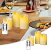 3Pcs LED Flameless Candles Outdoor Real Wax Candle with Remote Control Indoor Battery Operated Flickering LED Pillar Candles